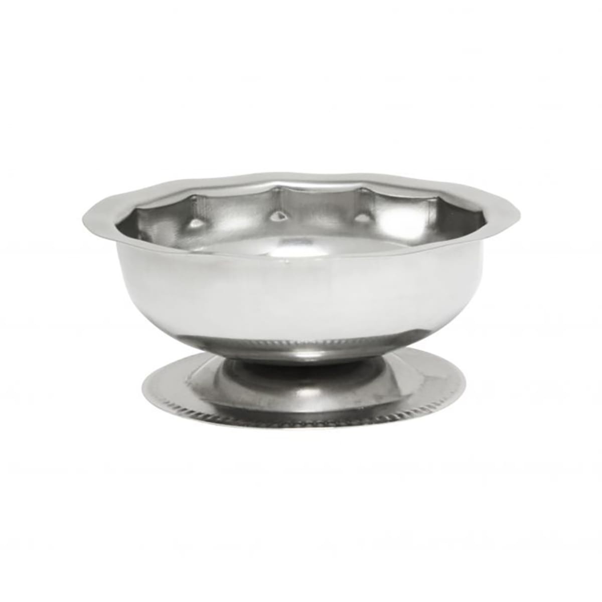 Thunder Group SLSSD003 stainless steel footed sherbet dish with mirror finish and scalloped rim
