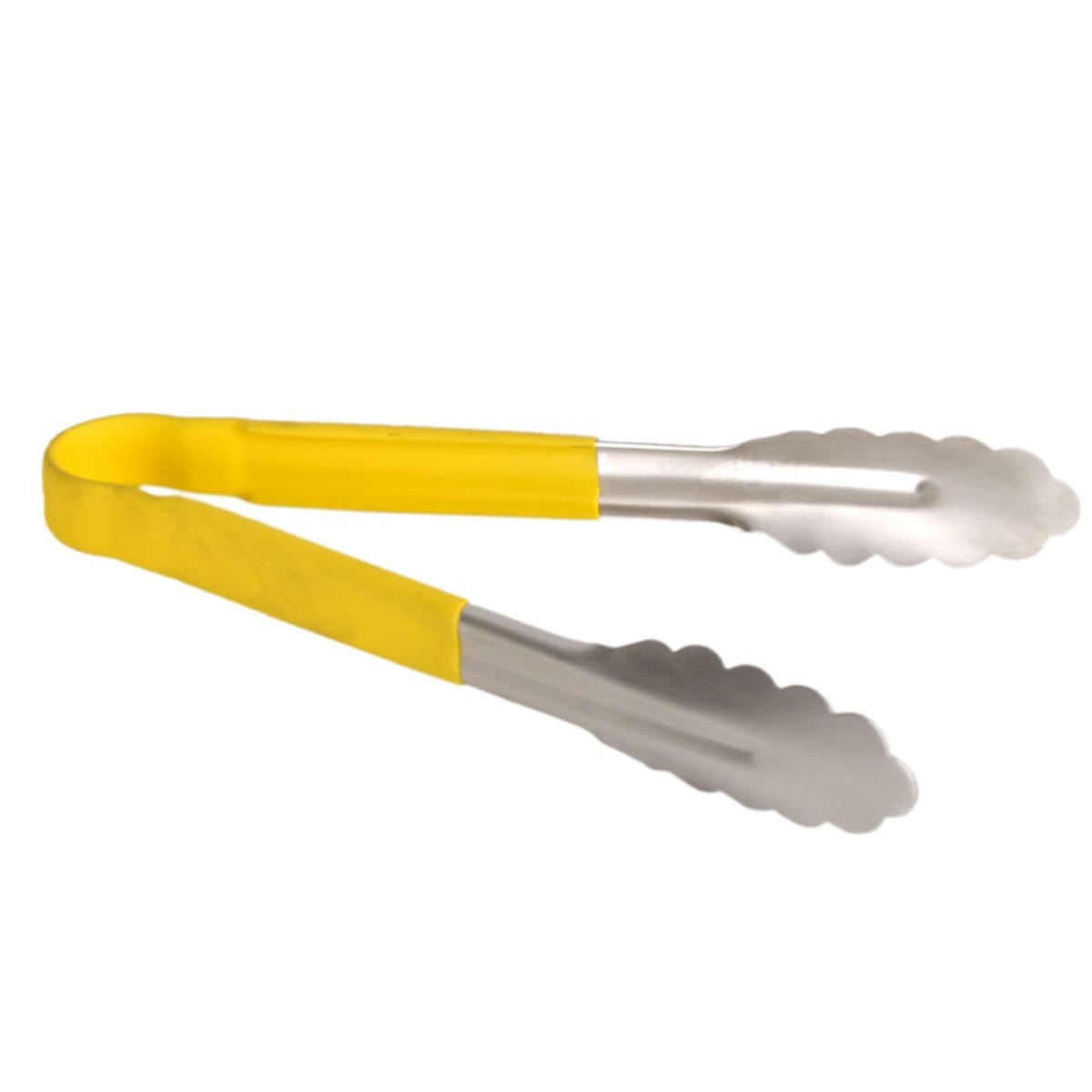 Thunder Group SLTG810Y 10-inch stainless steel utility tongs with yellow nonslip color-coded handle
