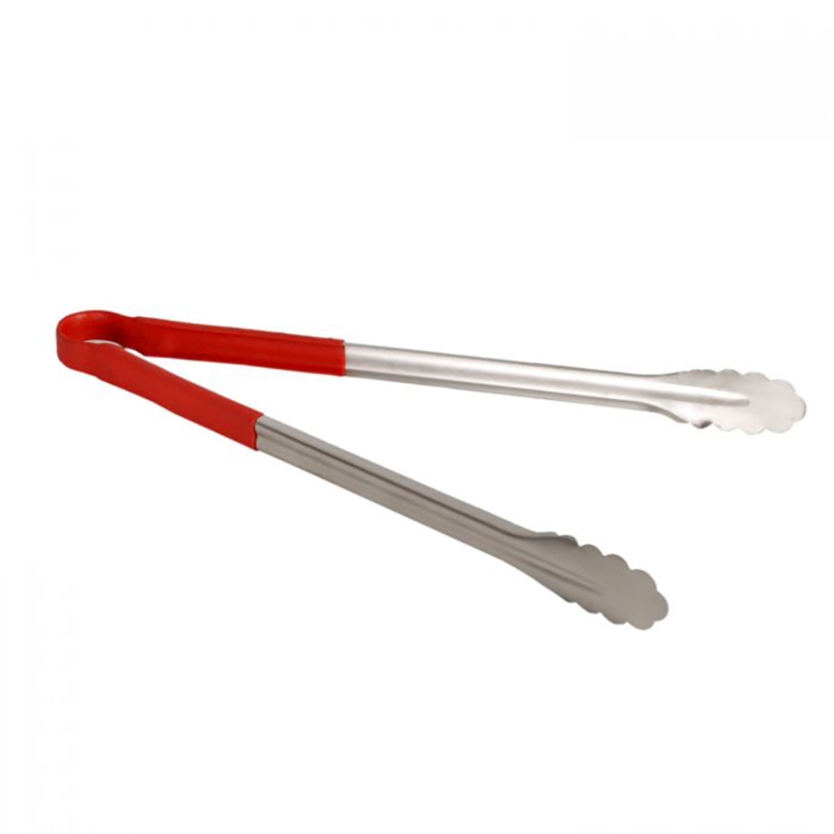 Thunder Group SLTG816R 16-inch stainless steel utility tongs with red nonslip PVC handle