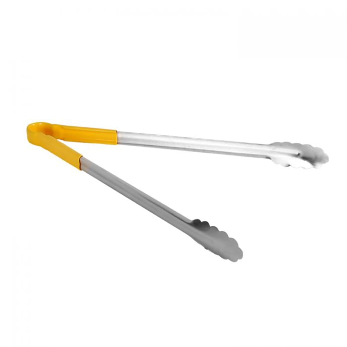 Thunder Group SLTG816Y 16-inch stainless steel utility tongs with yellow nonslip PVC handle