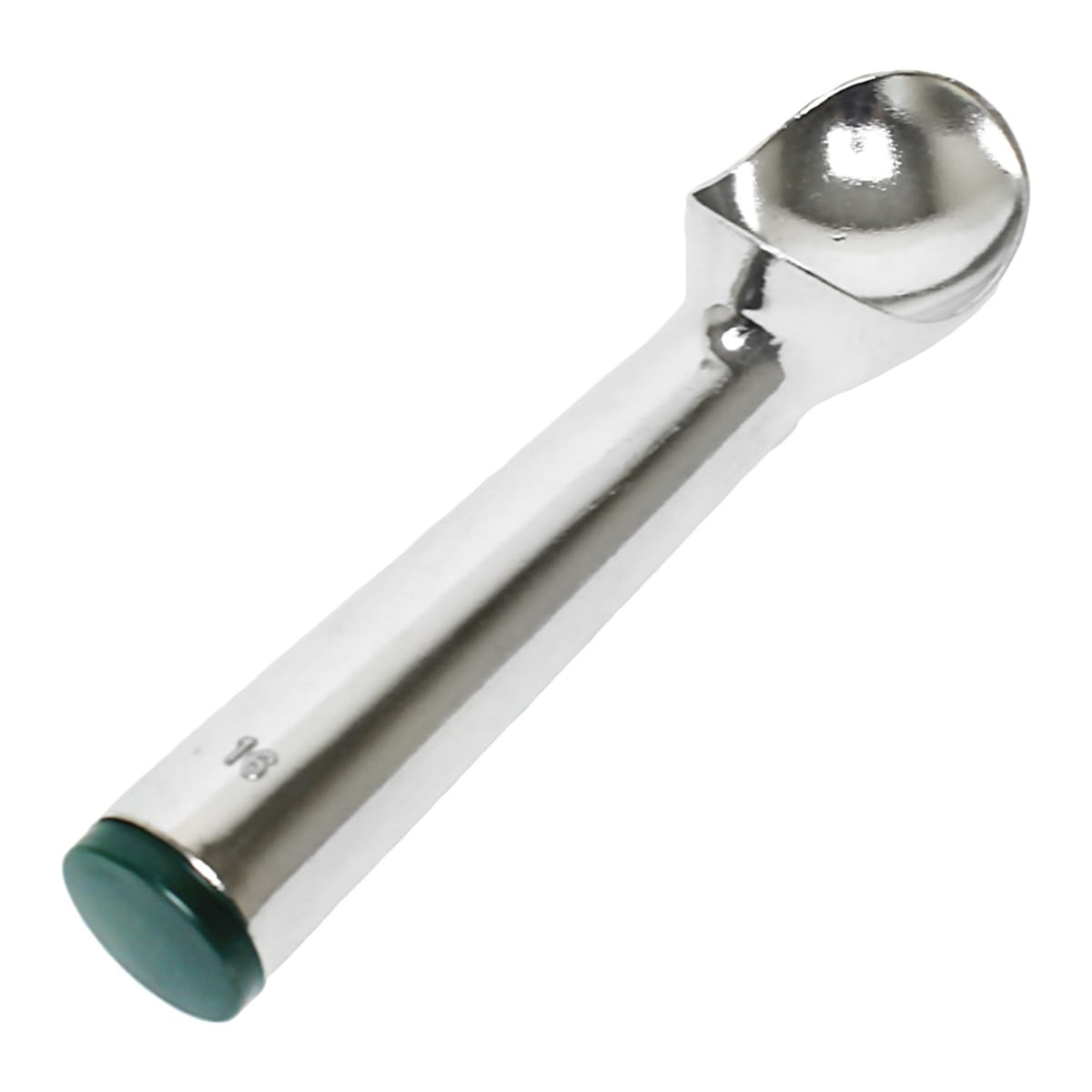 Thunder Group SLTHDP016 cast aluminum ice cream dipper with green end handle, size 16 marking on handle