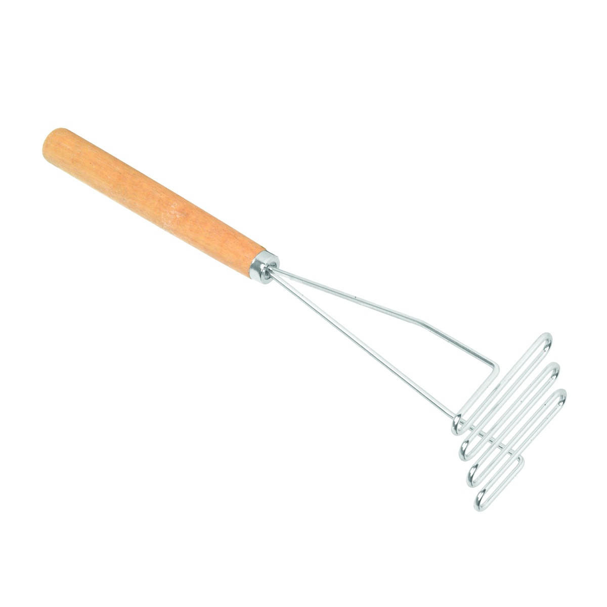 Thunder Group SLTMA012 12-inch square potato masher with wooden handle and iron plated wire face