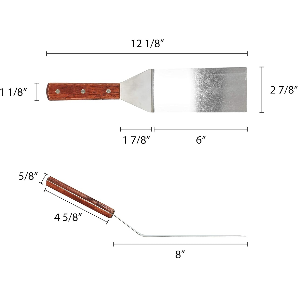 Dimension diagram of Thunder Group SLTWBT075 turner showing 12-1/2 inch overall length, 6 inch blade, and 3 inch blade width