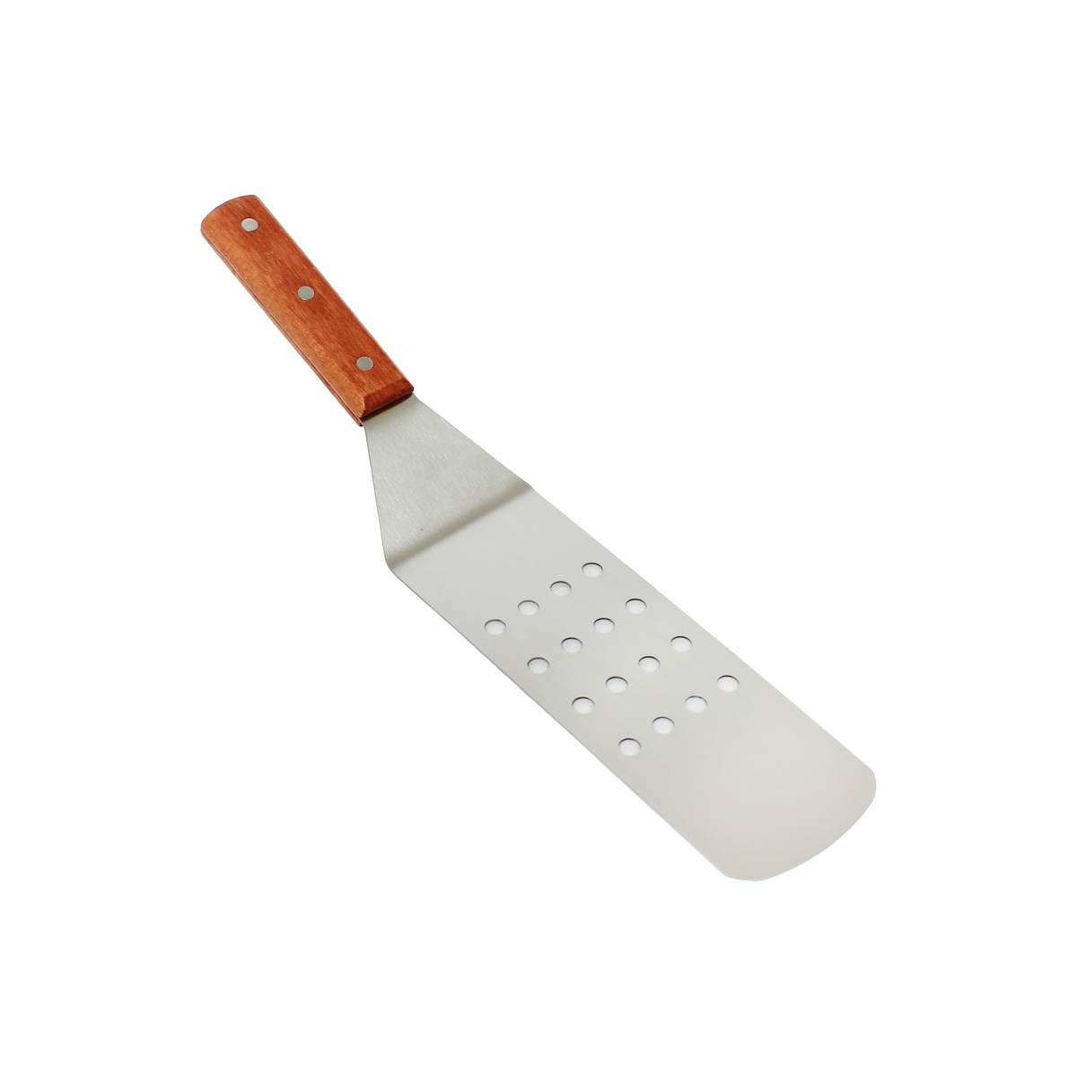Thunder Group SLTWBT110 10-inch perforated stainless steel turner with riveted wood handle