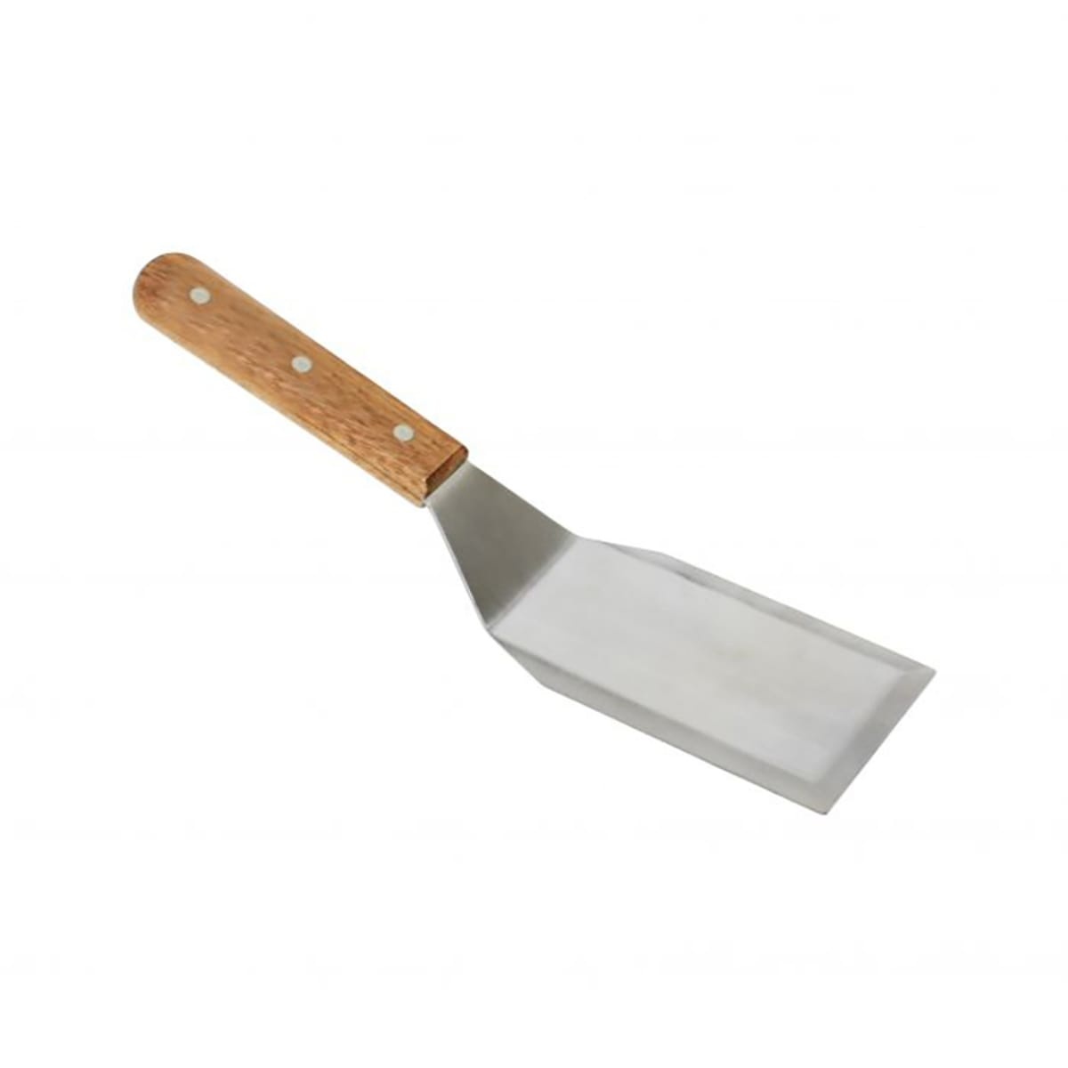 Thunder Group SLTWHT003 stainless steel hamburger turner with wood handle and flat satin-finish blade
