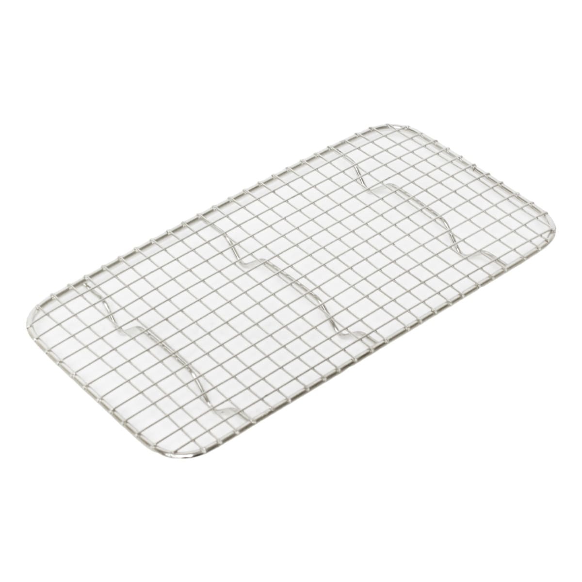Thunder Group SLWG001 chrome-plated wire pan grate with footed legs, 5 by 10 inches, rectangular grid pattern
