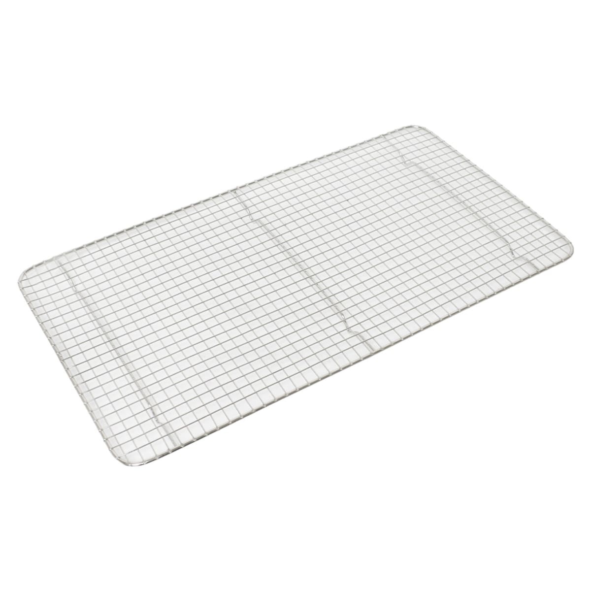 Thunder Group SLWG003 chrome-plated wire pan grate 18 x 10 inch with footed base on white background