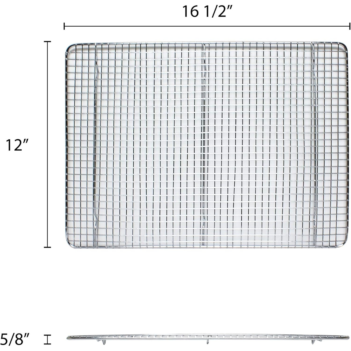 Thunder Group SLWG1216 cooling rack dimension diagram showing 16-1/2 inch width, 12 inch height, and 5/8 inch profile