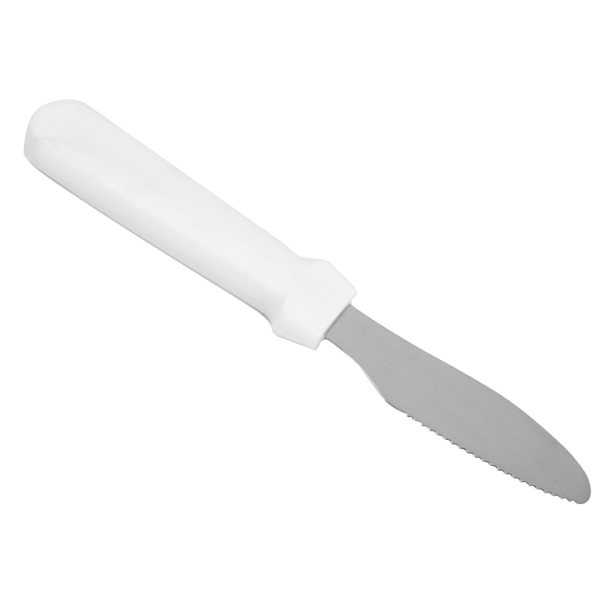 Thunder Group SLWS004P serrated sandwich spreader with white plastic handle and stainless steel blade