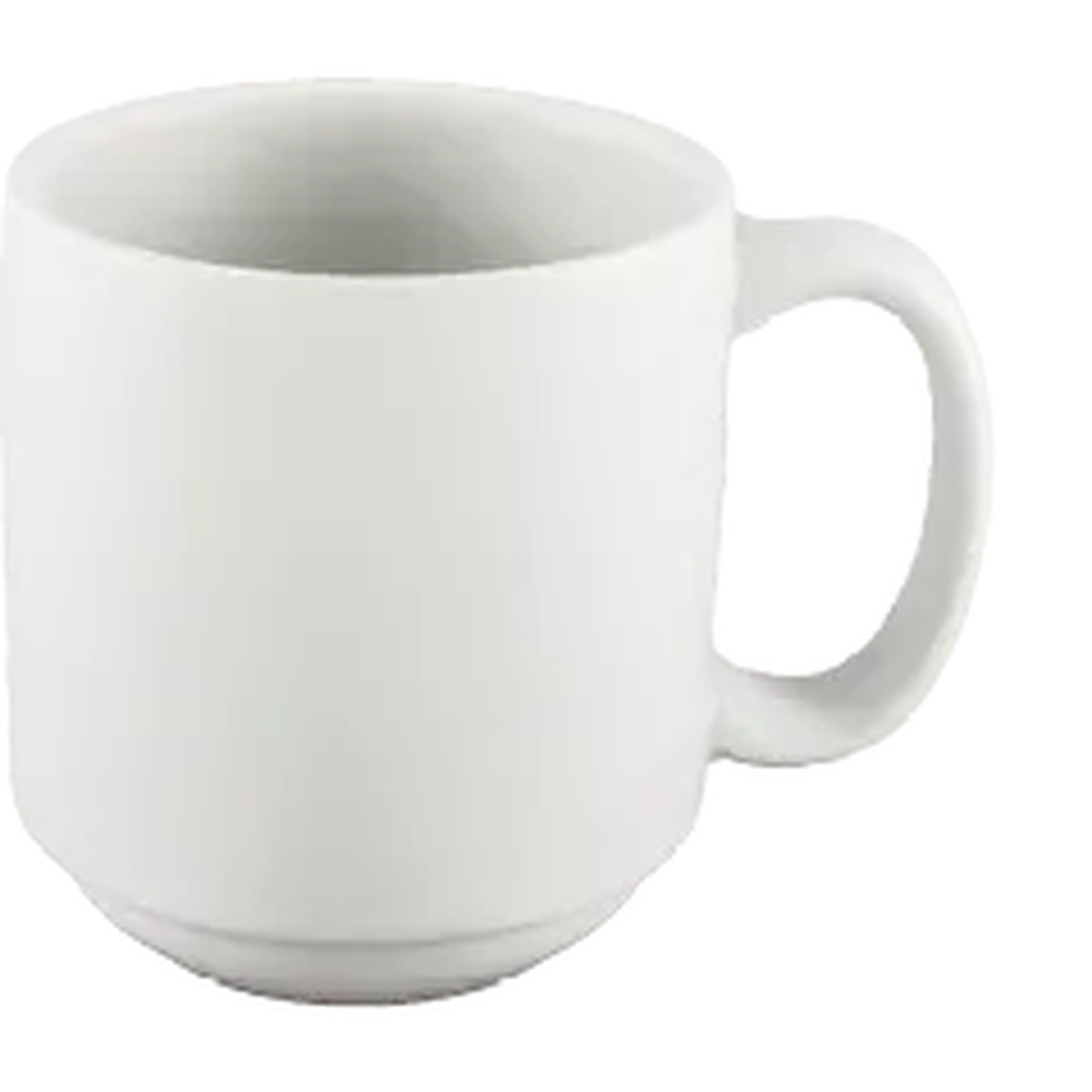 Vertex China SM-P bright white stackable porcelain mug with rolled edge and handle