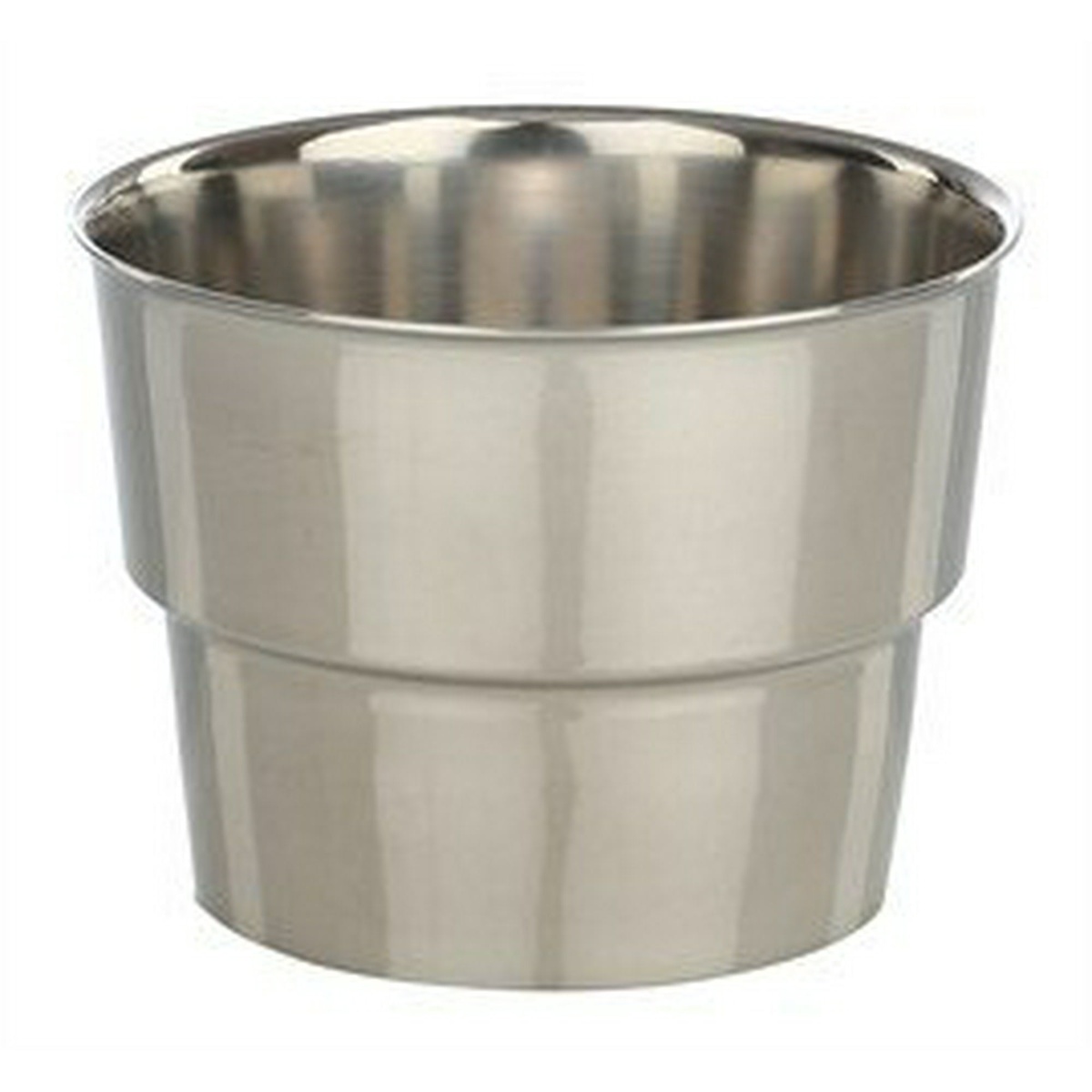 Libertyware stainless steel malt cup collar shown from above at an angle on a white background