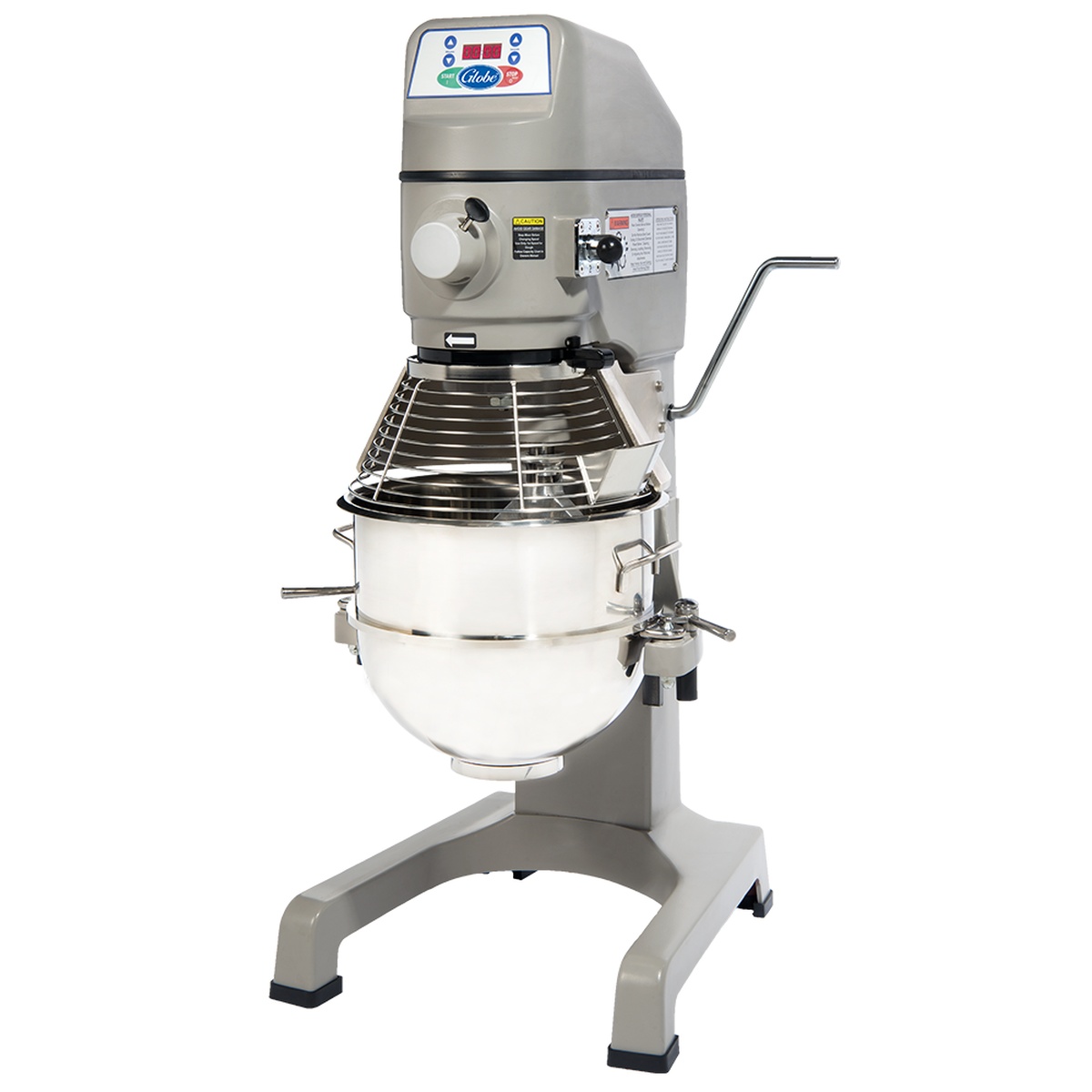 Globe SP30P 30-quart planetary floor mixer with bowl guard and stainless steel bowl