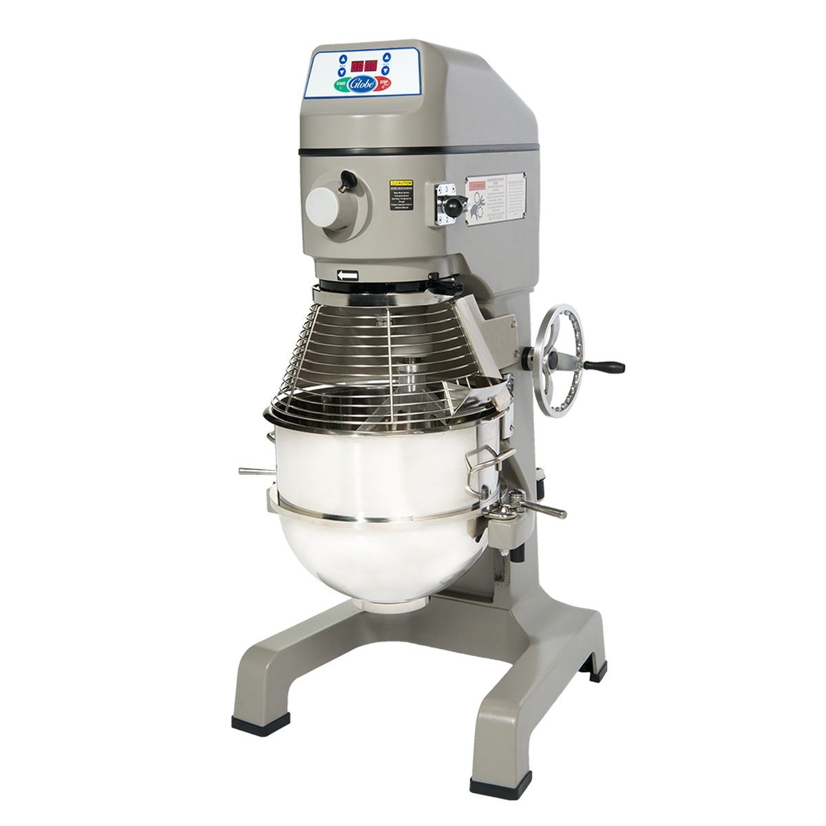Globe SP40 planetary floor mixer with stainless steel bowl and wire bowl guard