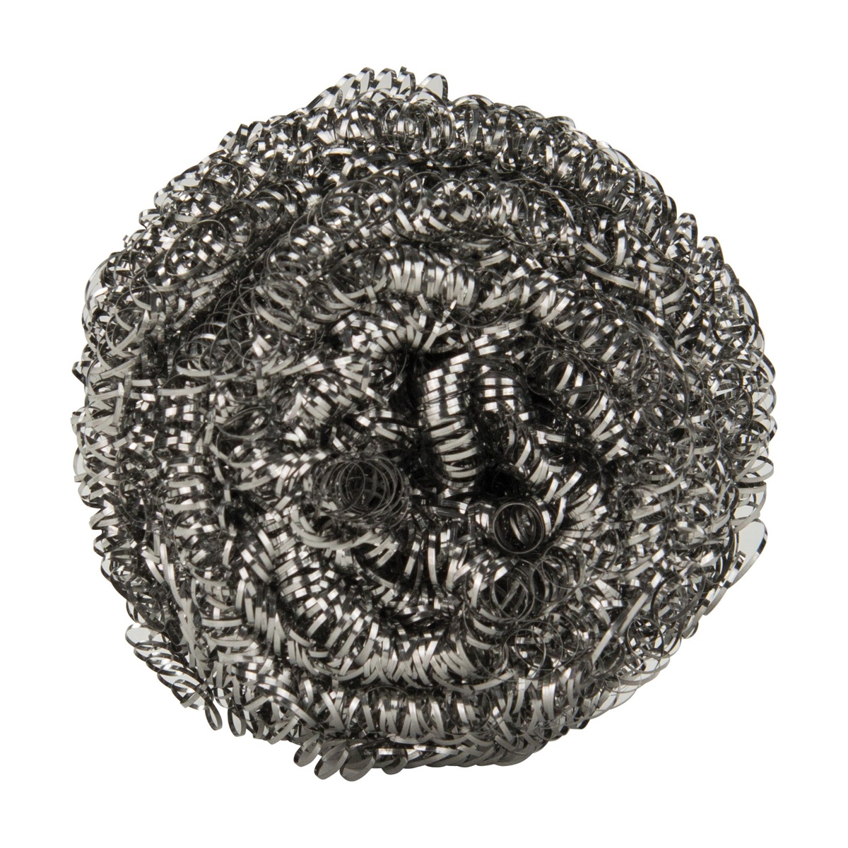 Winco SPG-50 stainless steel scrubbing sponge close-up showing tightly coiled metal fiber construction