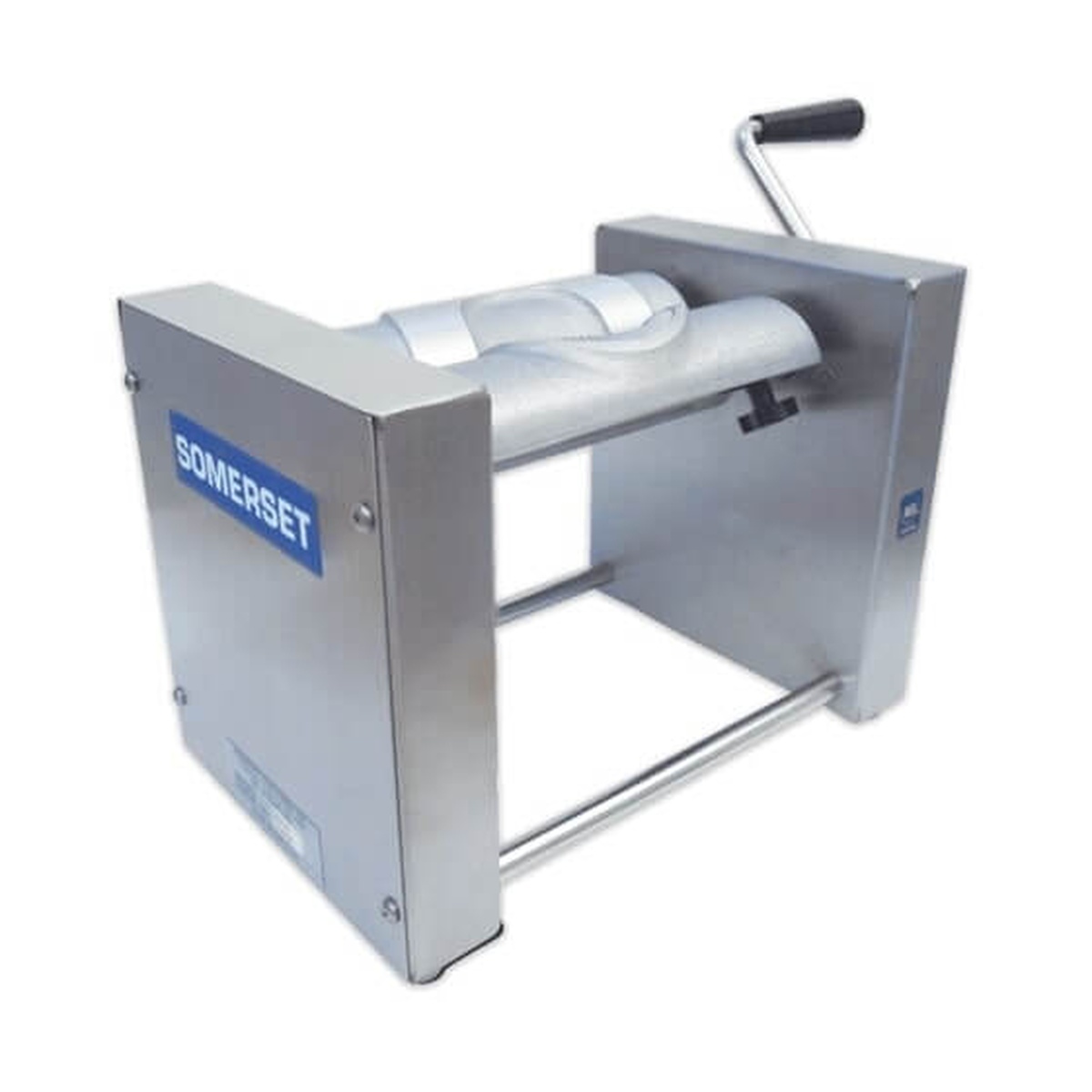 Somerset SPM-45 manual pastry and turnover machine with stainless steel body and hand crank