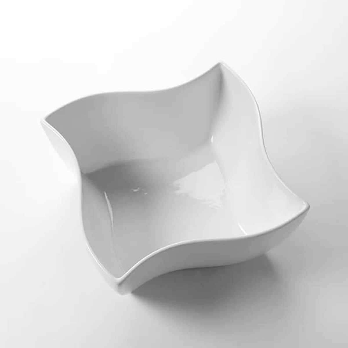American Metalcraft SQVY10 white porcelain Squavy wavy-square bowl, 162 oz