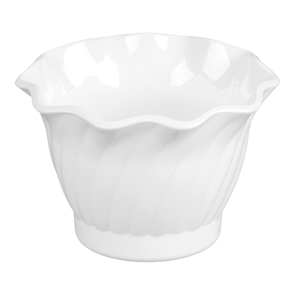 Cambro SRB5148 5 oz white SAN plastic swirl bowl with wavy scalloped rim