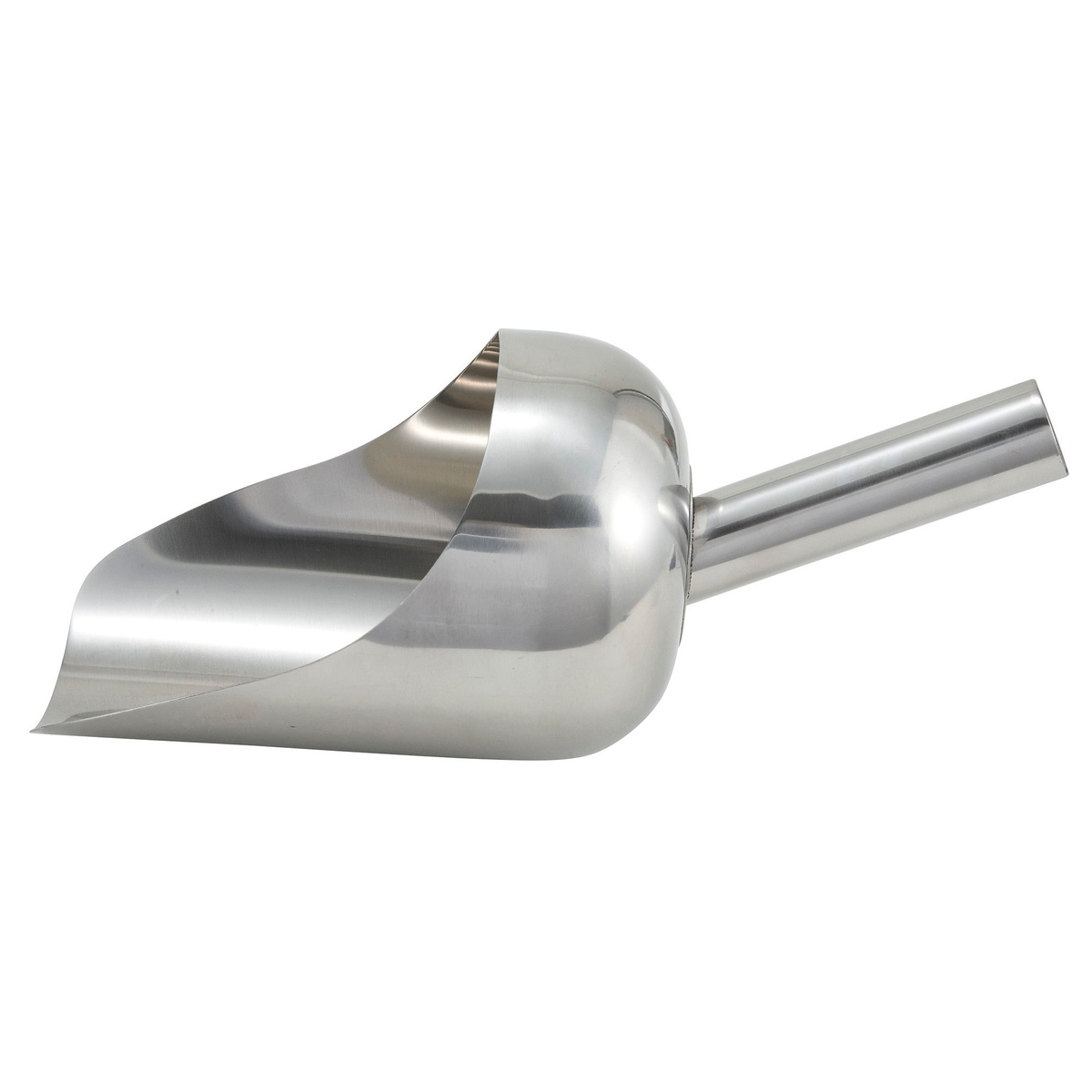 Winco SSC-3 stainless steel utility scoop with integrated handle, 2-quart capacity, polished silver finish