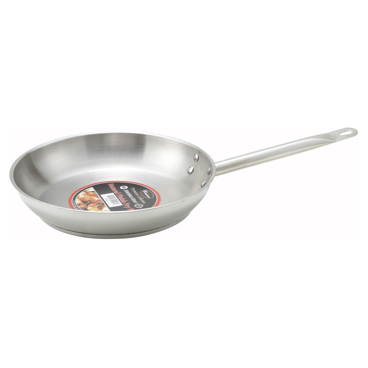 Winco 8 inch fry pan with product label inside the basin