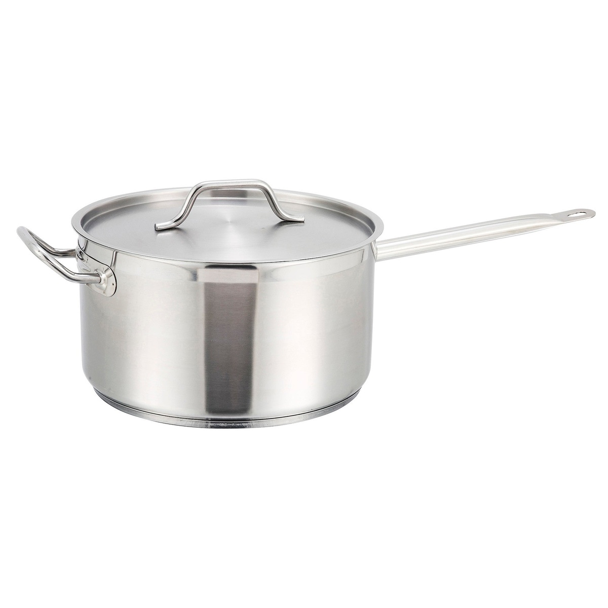 Winco SSSP-10 10-quart stainless steel sauce pan with fitted lid and helper handle