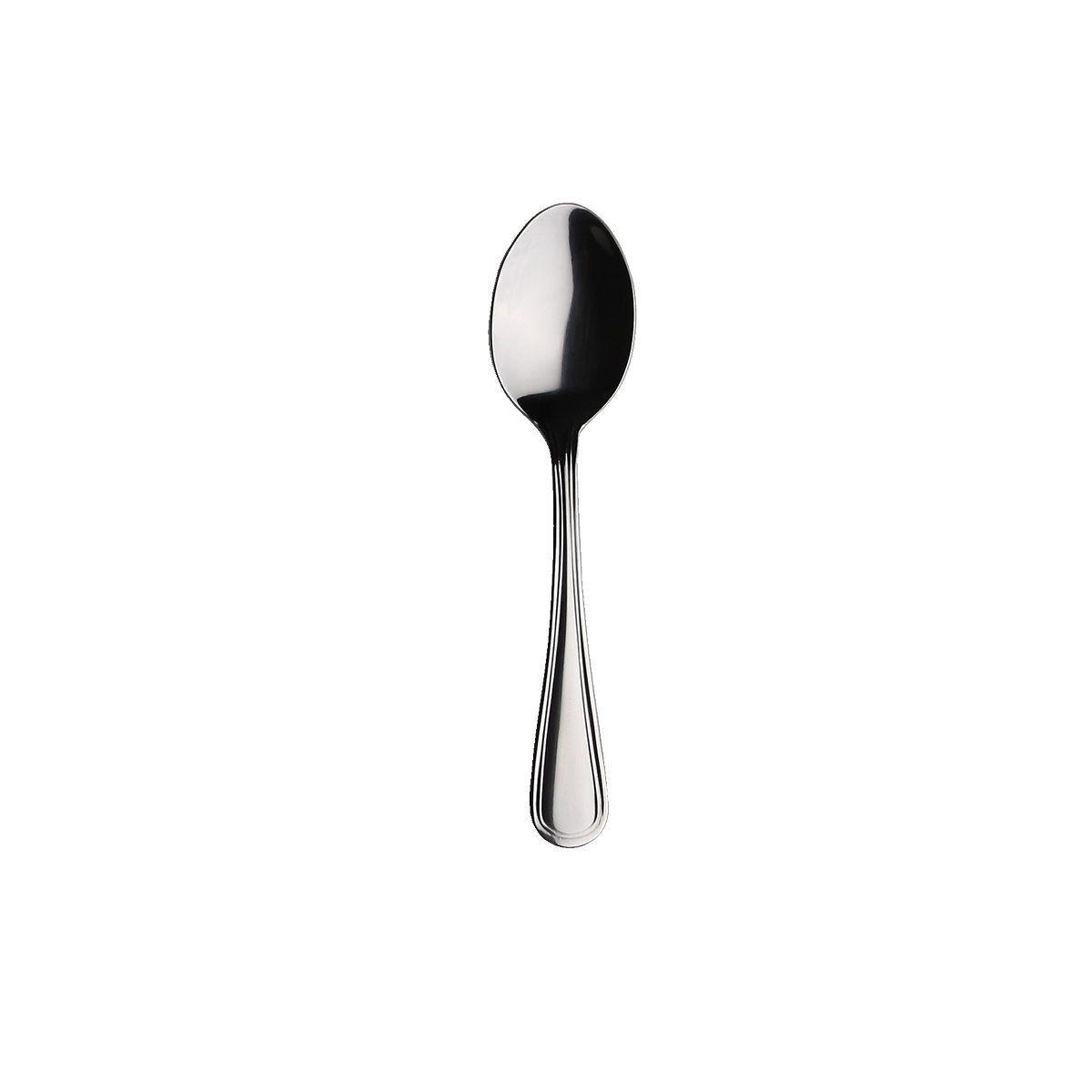 Libertyware Stansbury teaspoon with mirror polished finish and lined handle detail