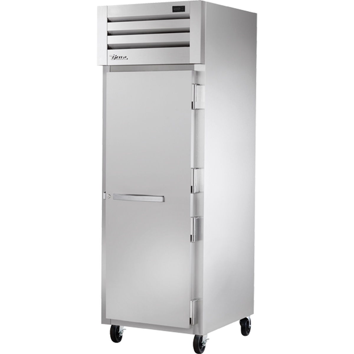 True STG1R-1S-HC single-section solid door reach-in refrigerator on casters with top-mounted compressor