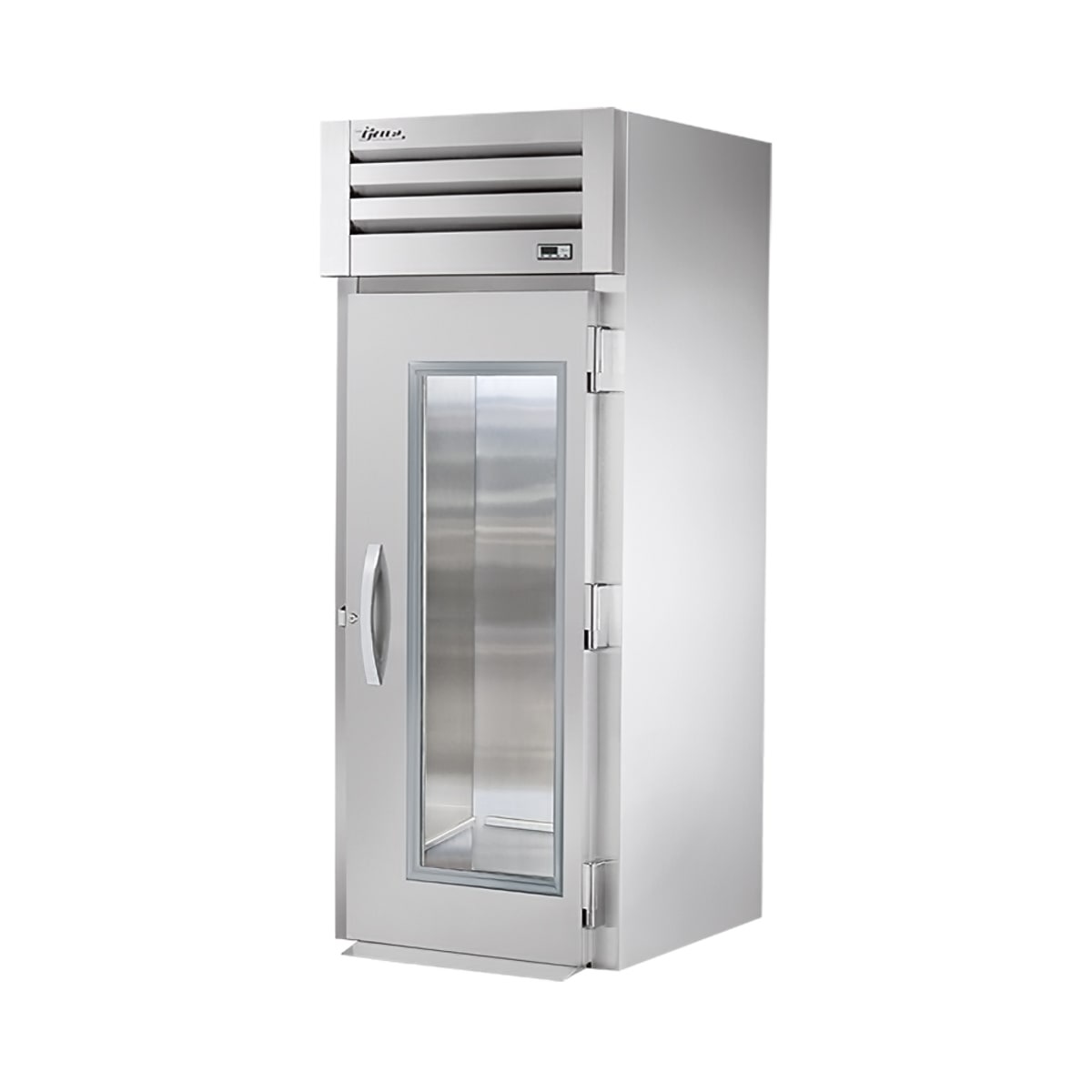 True one-section roll-in refrigerator with right-hinged glass door