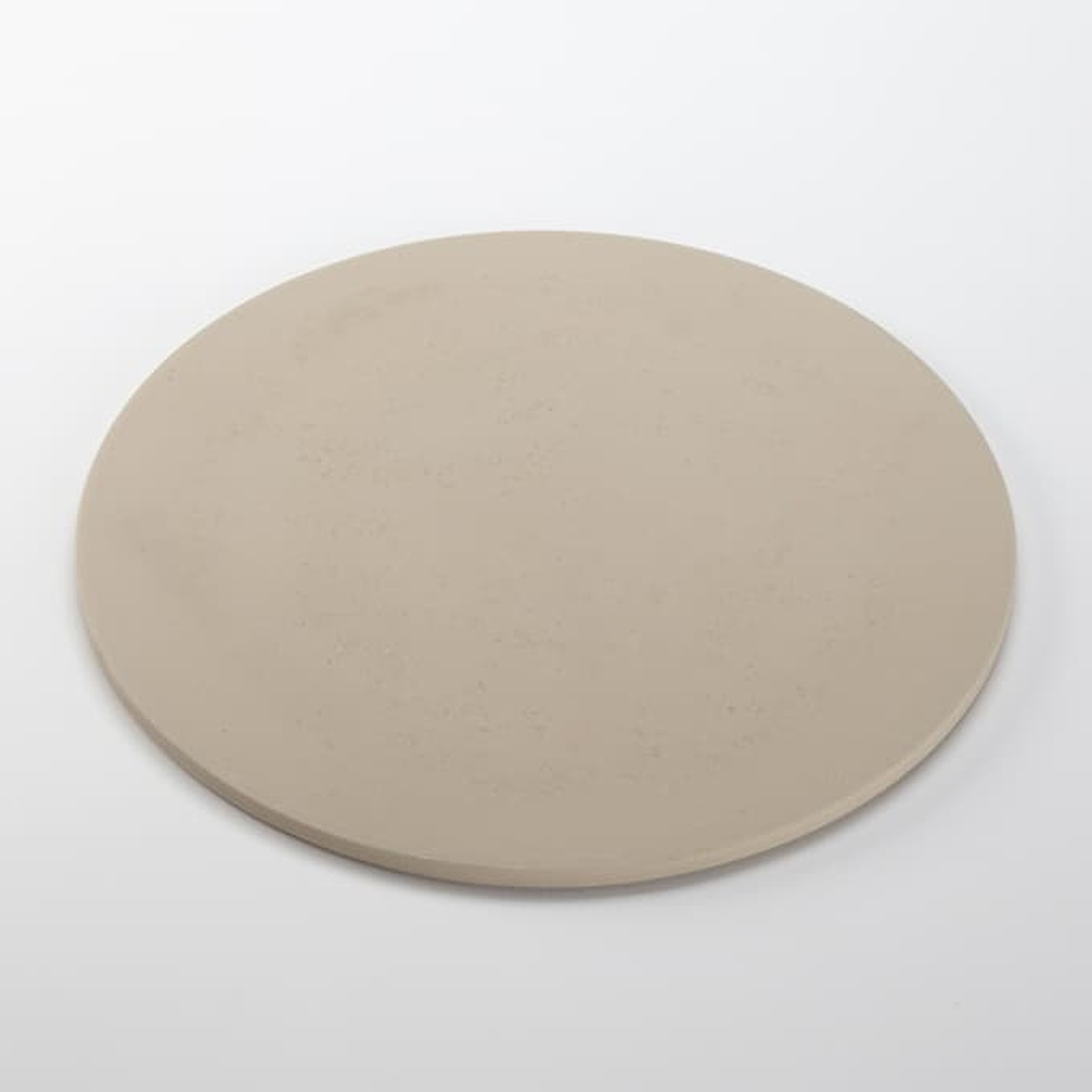 American Metalcraft STONE13 13-inch round beige ceramic economy pizza stone, viewed from above at an angle