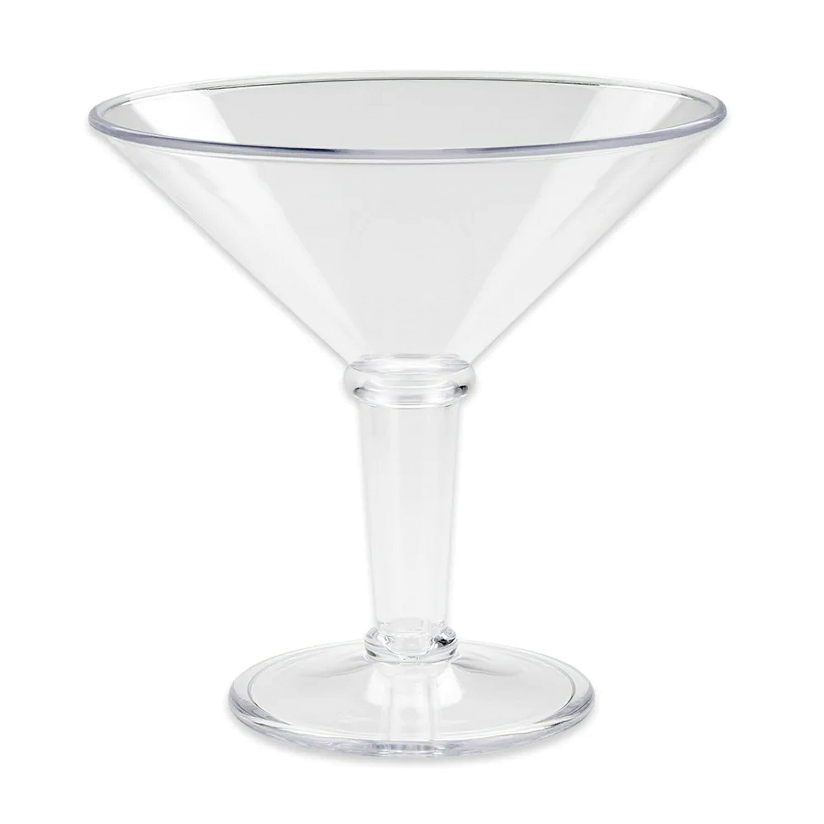G.E.T. SW-1419-1-SAN-CL 48 oz. clear SAN super martini glass, angled side view showing bowl and stem detail