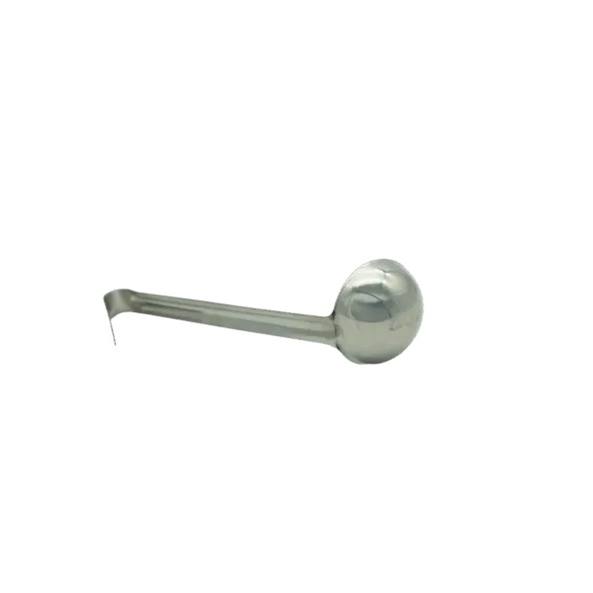 Libertyware SYRL005 stainless steel syrup ladle alternate angle showing rounded bowl and short handle