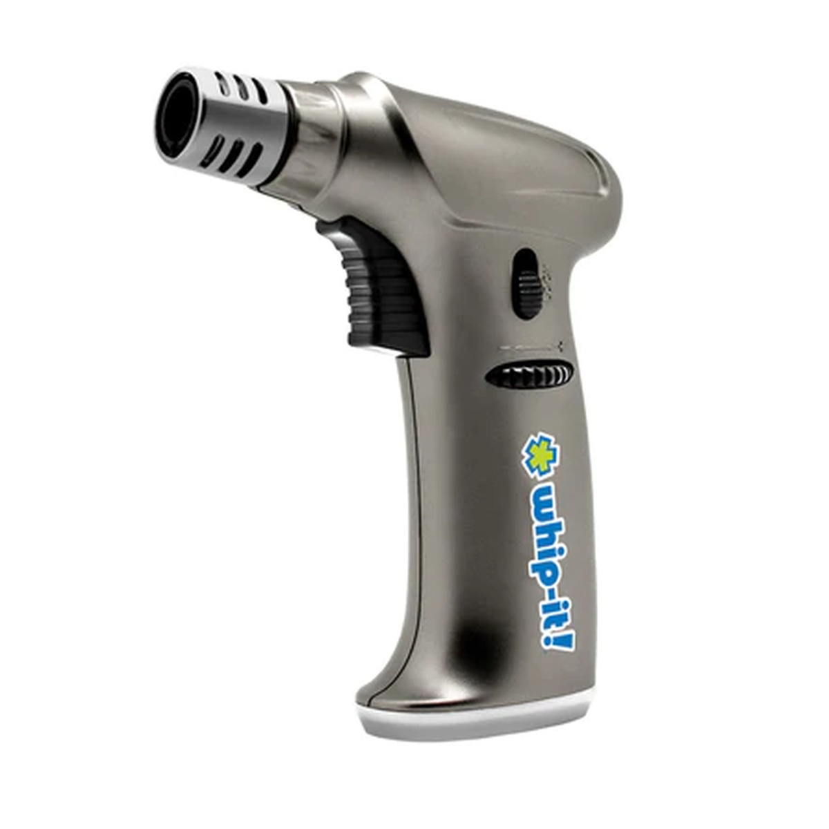 Whip-It Stealth Torch in platinum finish, side angle view showing nozzle and grip