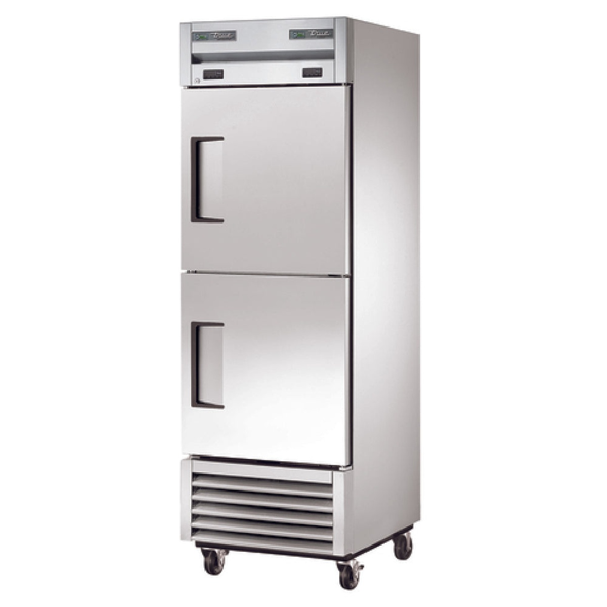 True T-23DT-HC stainless-front reach-in dual temperature refrigerator freezer on casters