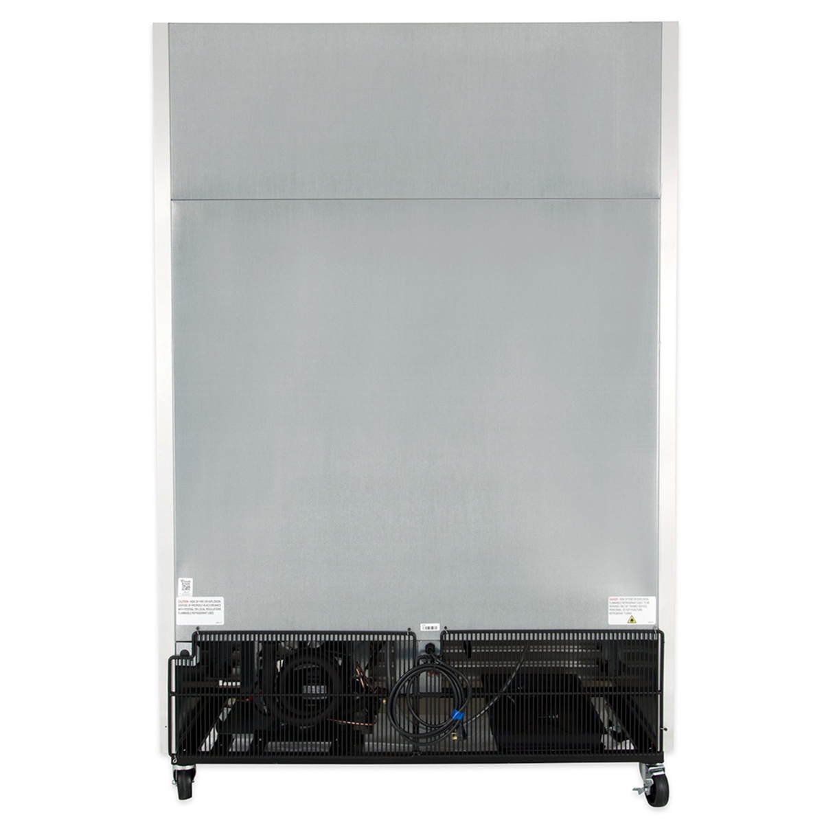 True T-49-HC reach-in refrigerator with both solid doors open showing interior shelves