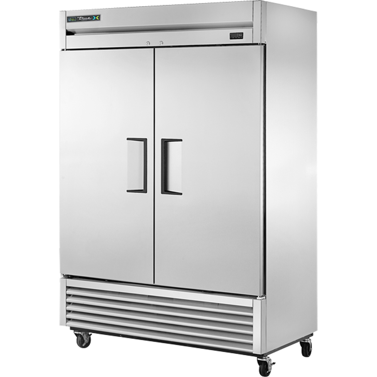 True T-49F-FLX-HC two-section solid stainless steel door convertible reach-in refrigerator/freezer on casters