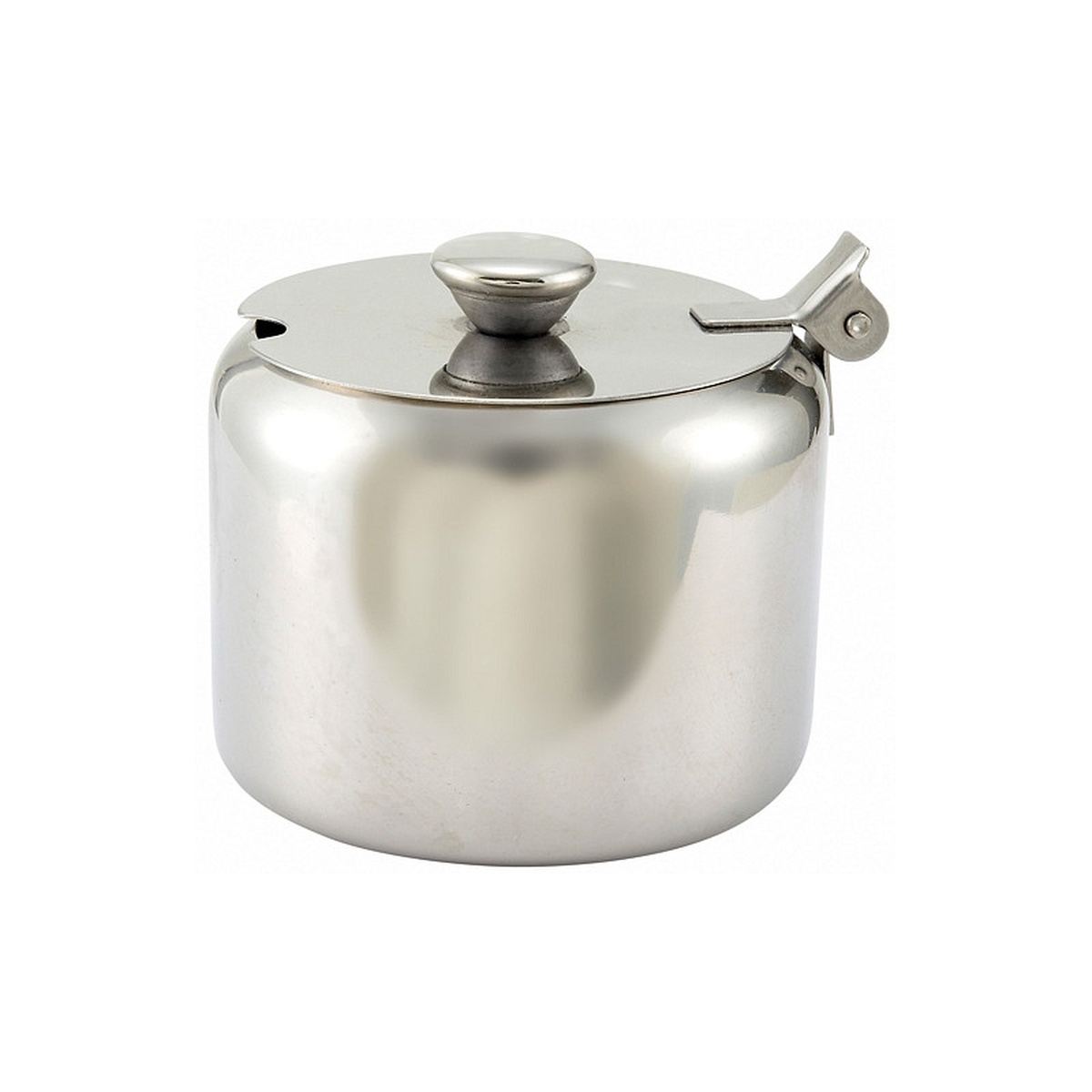 Winco T-710 10 oz. Stainless Steel Sugar Can with hinged notched lid