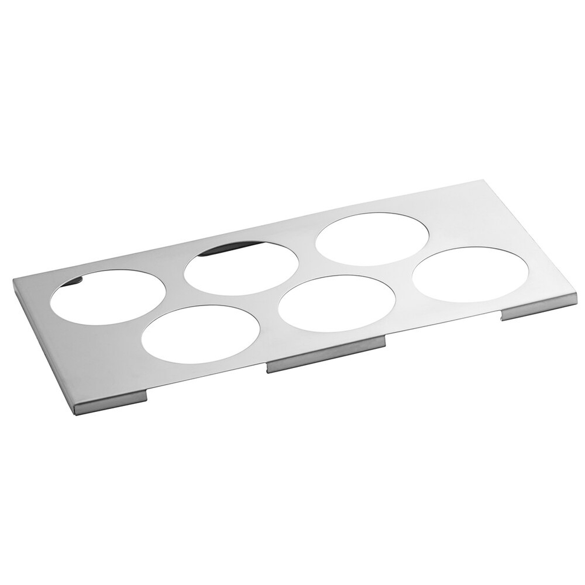 TableCraft T6 stainless steel six-hole squeeze bottle holder on white background