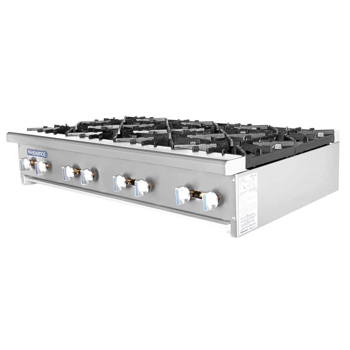 Turbo Air TAHP-48-8 Radiance 48 inch countertop gas hot plate with eight burners