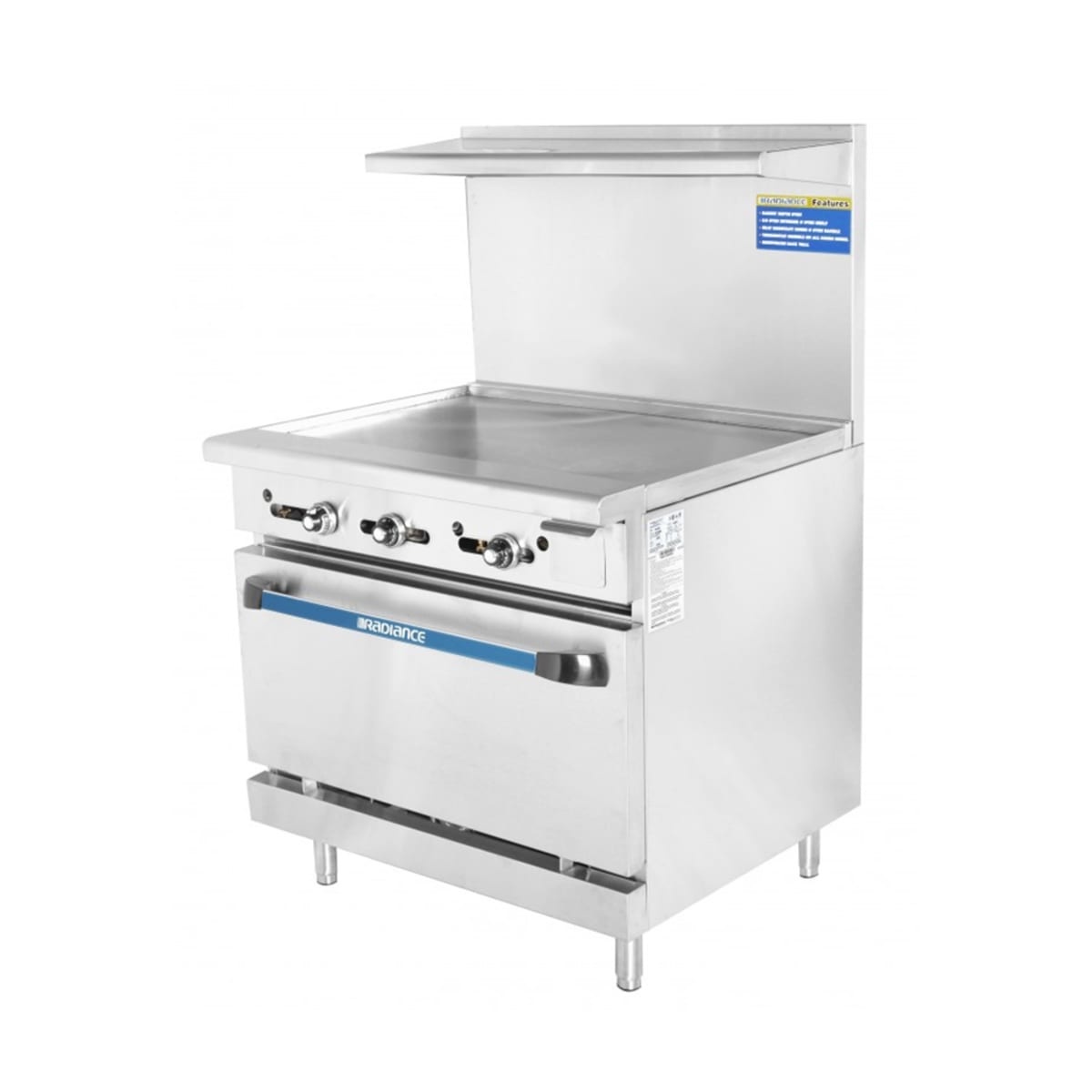Turbo Air TAR-36G stainless steel 36 inch griddle range with standard oven and back riser
