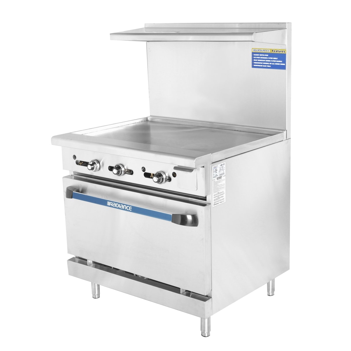 Turbo Air TAR-36G-LP stainless steel 36 inch restaurant range with full griddle and standard oven