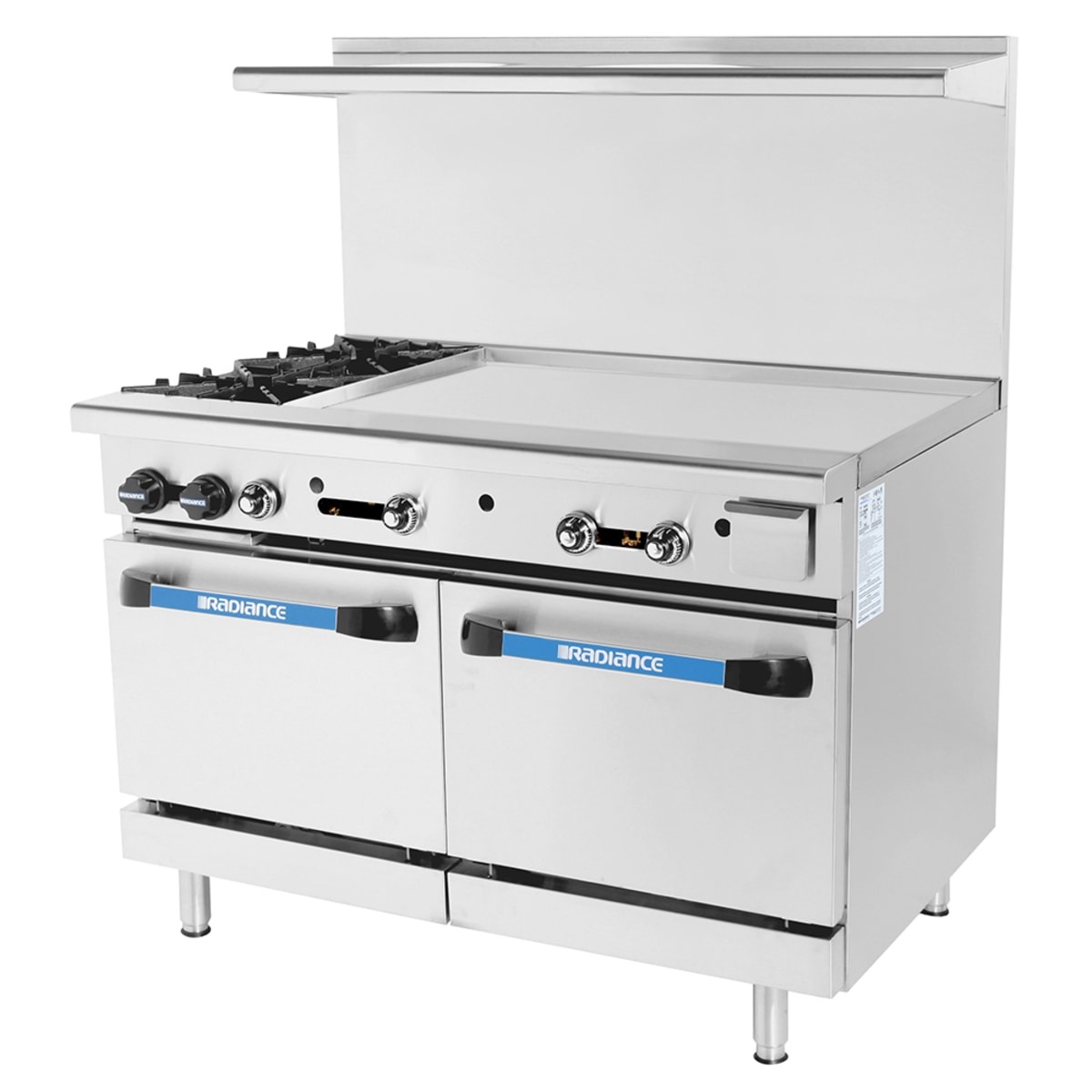 Turbo Air Radiance TARG-2B36G commercial gas range with two open burners and right-side griddle