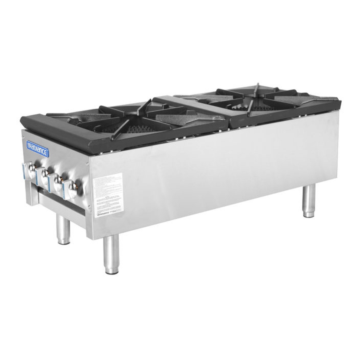 Turbo Air TASP-18S-D Radiance stock pot range with two 3-ring cast iron burners and stainless steel body