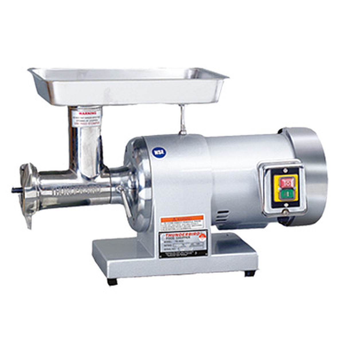 Thunderbird TB-300E-02 electric meat grinder with stainless steel head and painted body on white background