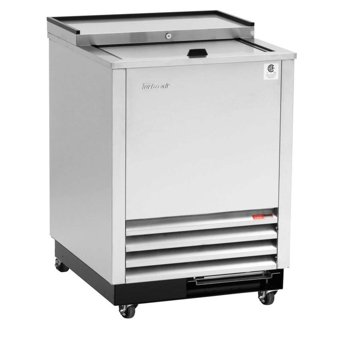 Angled front view of Turbo Air TBC-24SD-GF-N6 glass froster cabinet