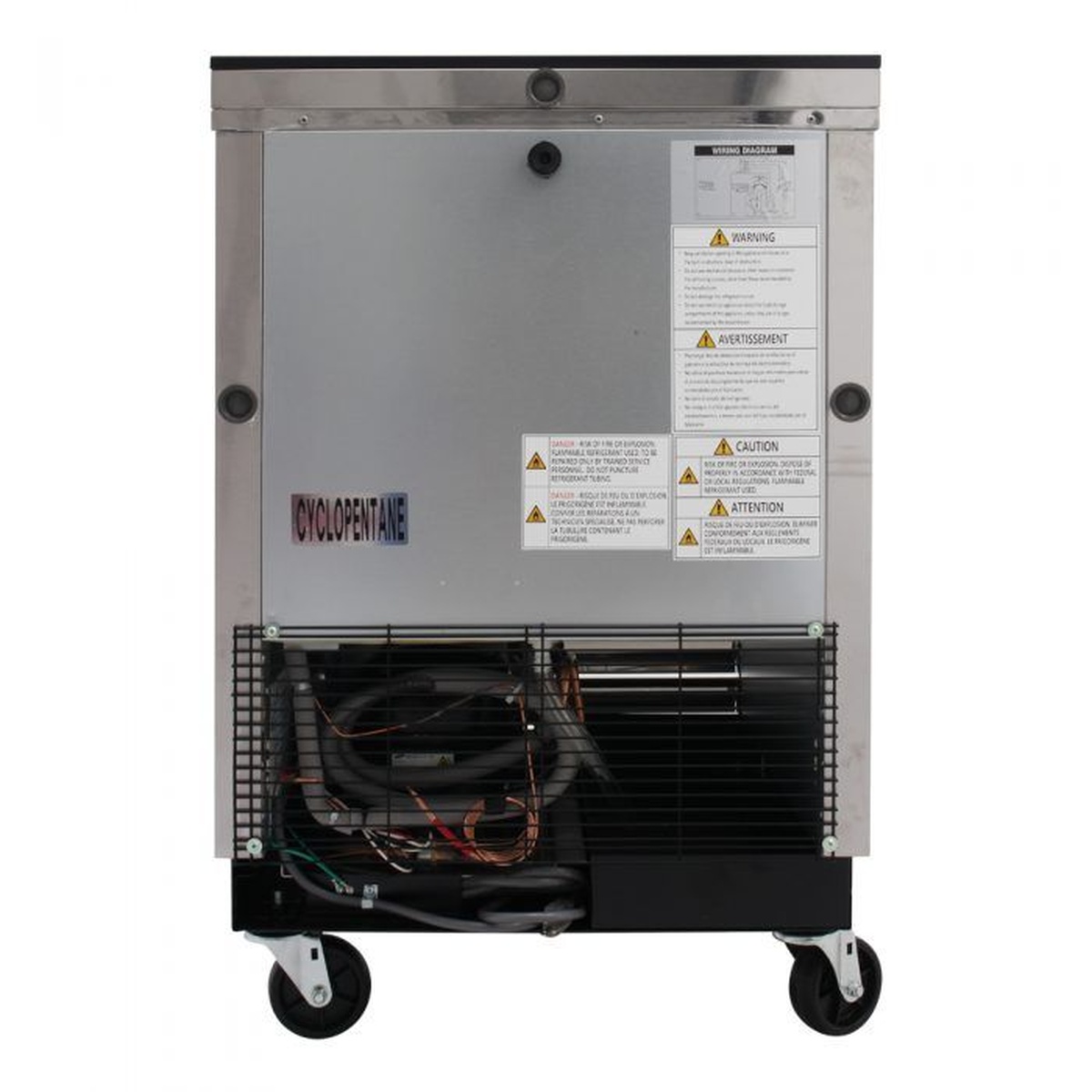 Rear view of Turbo Air TBC-24SD-N6 showing compressor and service access