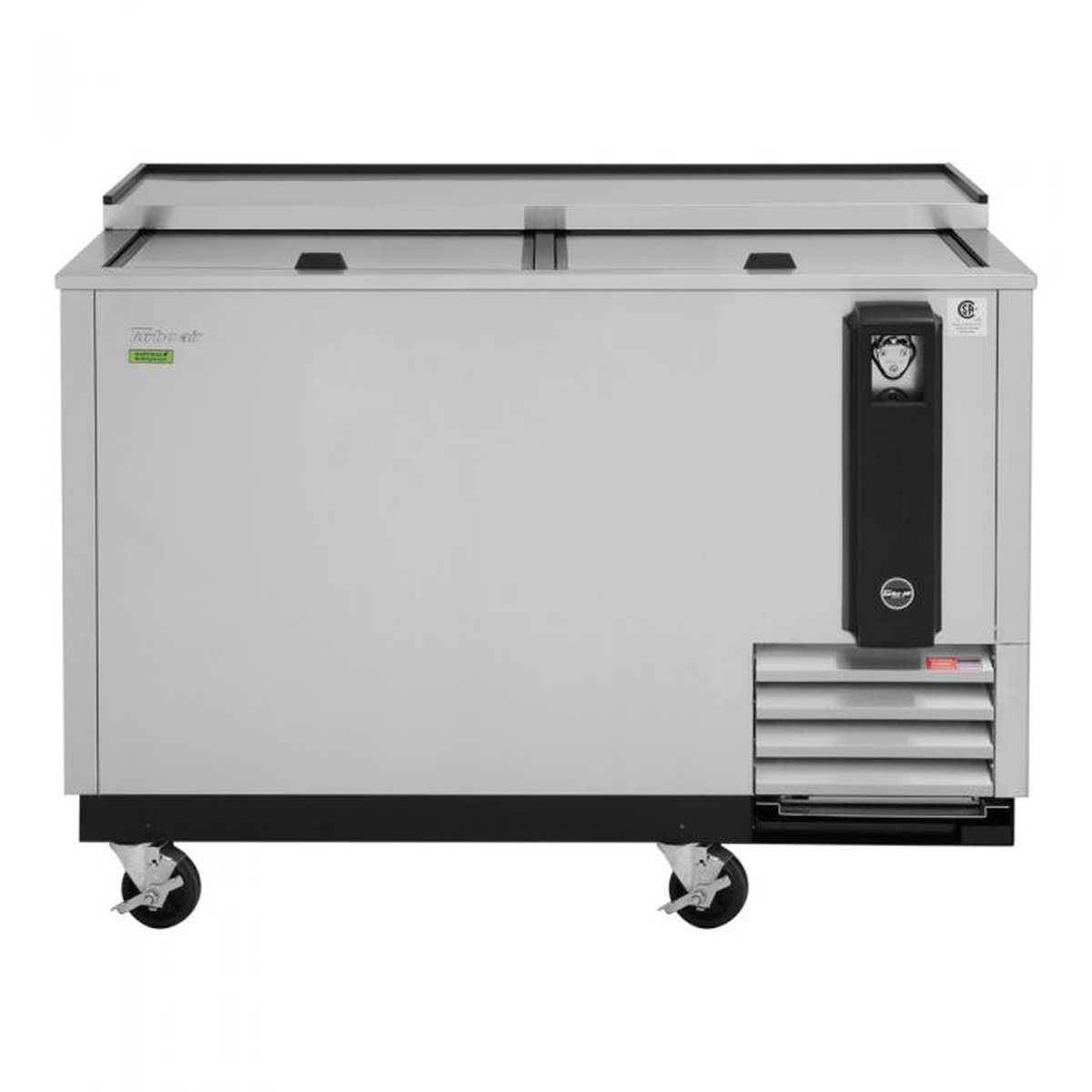 Side view of Turbo Air TBC-50SD-N6 bottle cooler showing compressor housing