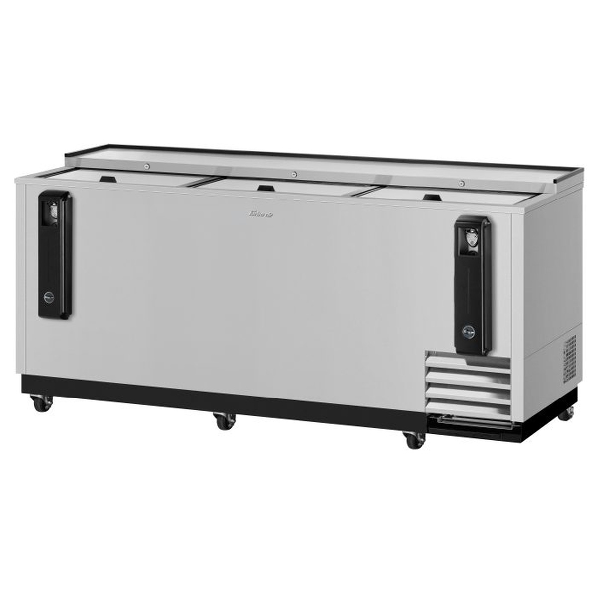 Turbo Air TBC-80SD-N stainless steel bottle cooler with sliding lids and casters