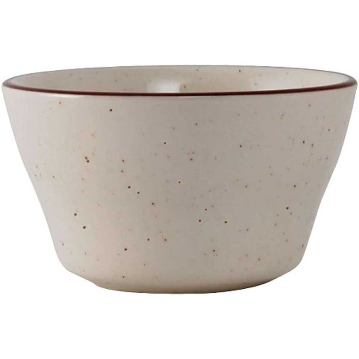 Tuxton TBS-004 Bahamas 8 oz. bouillon bowl in American White with brown speckle and brown rim