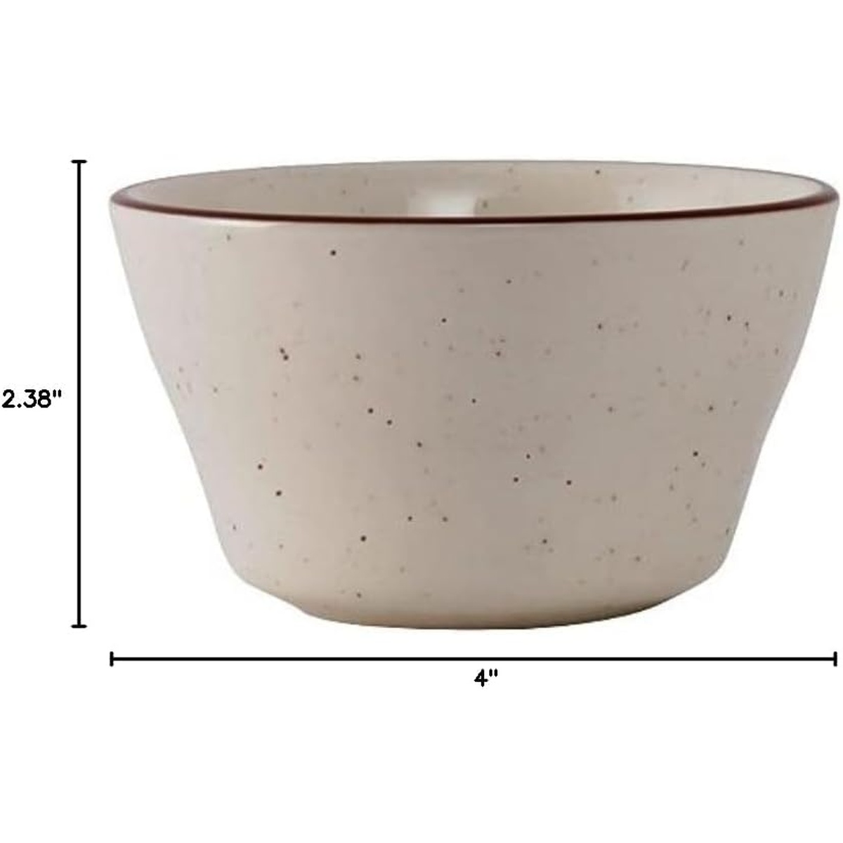 Tuxton TBS-004 bouillon bowl dimension diagram showing 4 inch diameter and 2.38 inch height