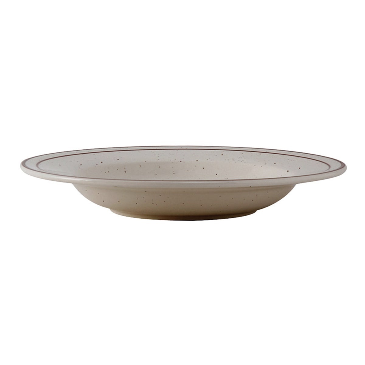 Tuxton TBS-110 Bahamas 15 oz round pasta bowl in American white/eggshell with brown speckle and narrow rim