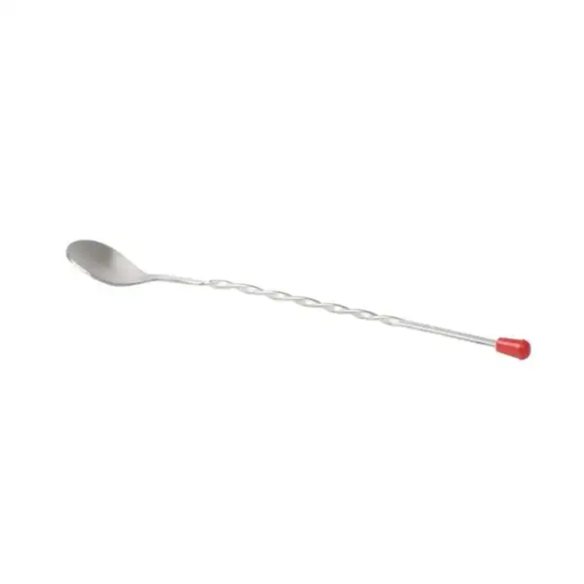 Libertyware TBS10 10-inch stainless steel bar spoon with twisted handle and red knob end